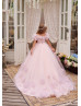 Blush Tulle Organza Roses Stunning Flower Girl Dress